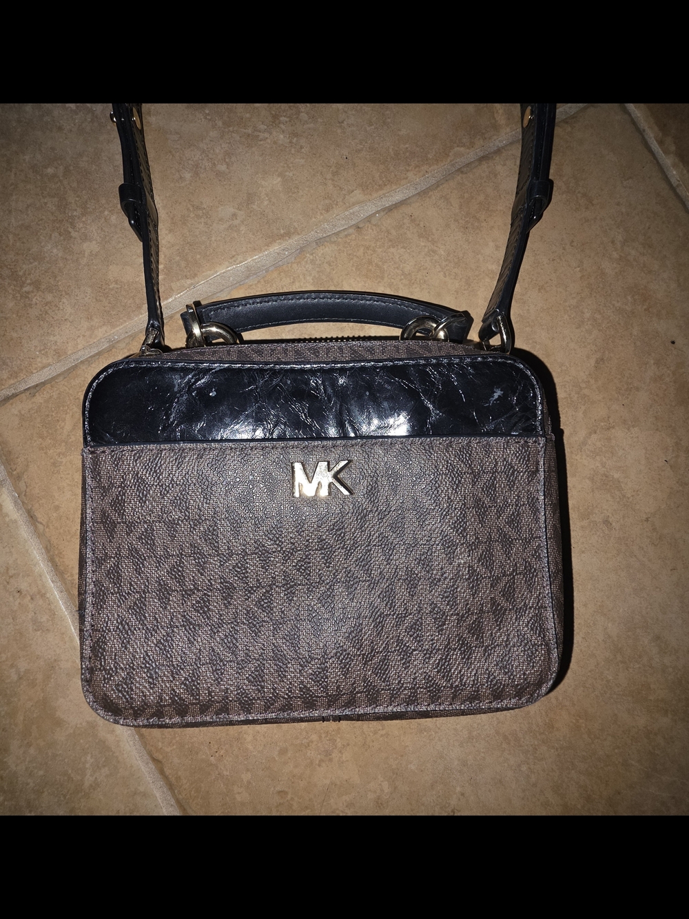 Michael Kors Brown MK Monogram Crossbody Bag - Picture 7 of 8